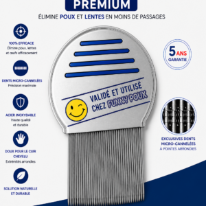 Peigne anti-poux Premium Funny Poux en acier inoxydable